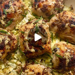 Mustard Chicken Over Braised Cabbage